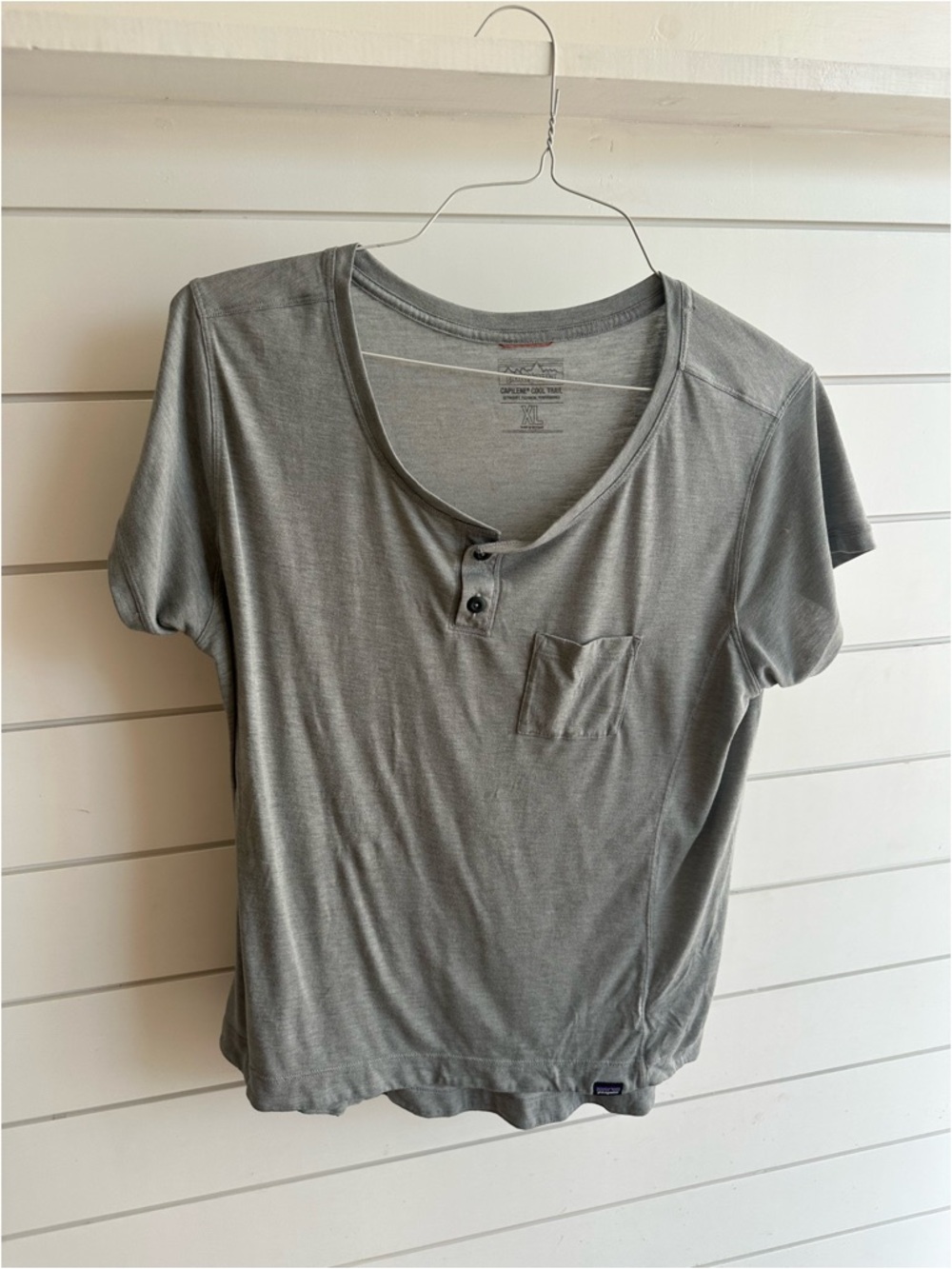 Patagonia Light Gray Short Sleeve Henley Tee